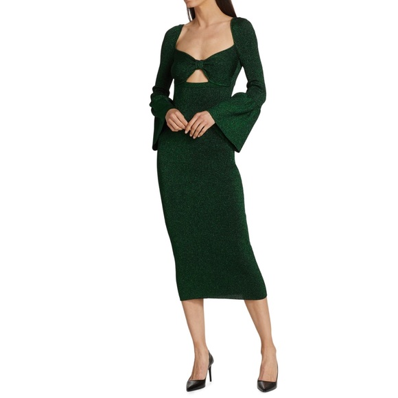 Self-Portrait Metallic Knit Cut-Out Midi-Dress, Medium, Christmas - Picture 1 of 7